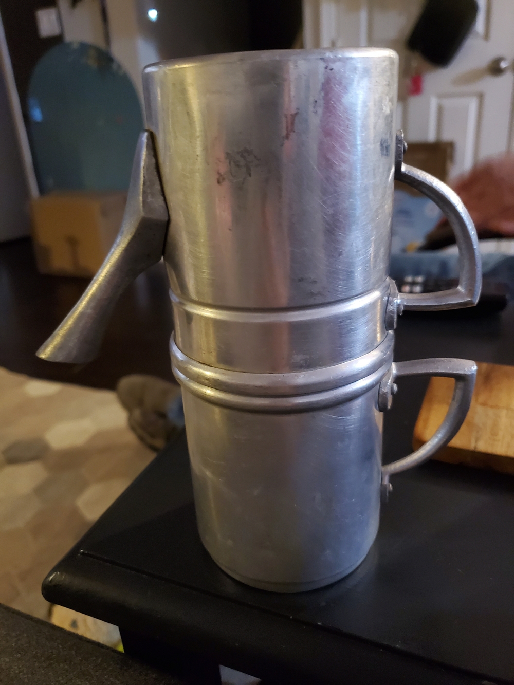 Aluminum Camping Coffee Sifter with Handle - Silver